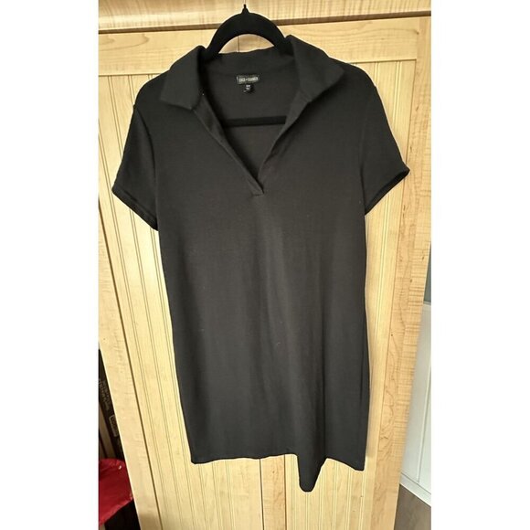 Coco + Carmen Black Polo Short Sleeve Mini Dress Sheer Jersey Black Size S / M - Picture 2 of 5